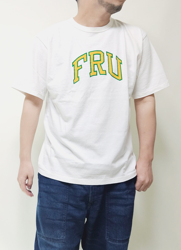 freerage Tシャツ メンズ フリーレイジ 日本製 リサイクルコットン プリントTシャツ 半袖 白T FRU ロゴ